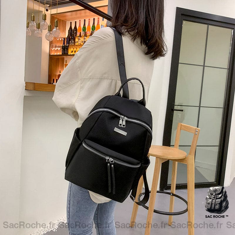 Sac Dos Femme Vintage Couleur Unie À