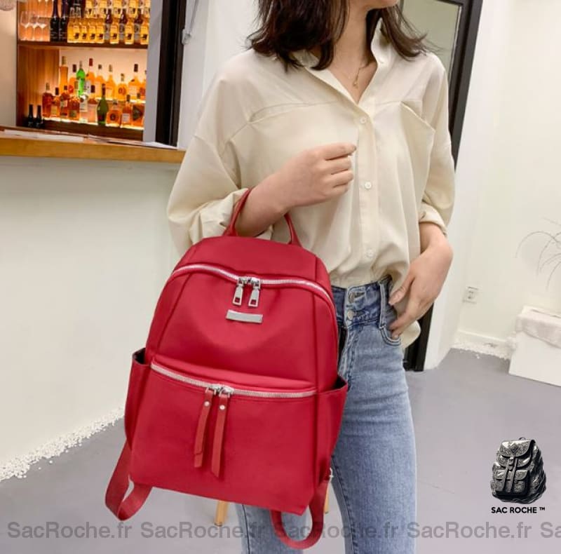 Sac Dos Femme Vintage Couleur Unie À