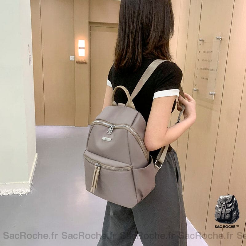 Sac Dos Femme Vintage Couleur Unie À