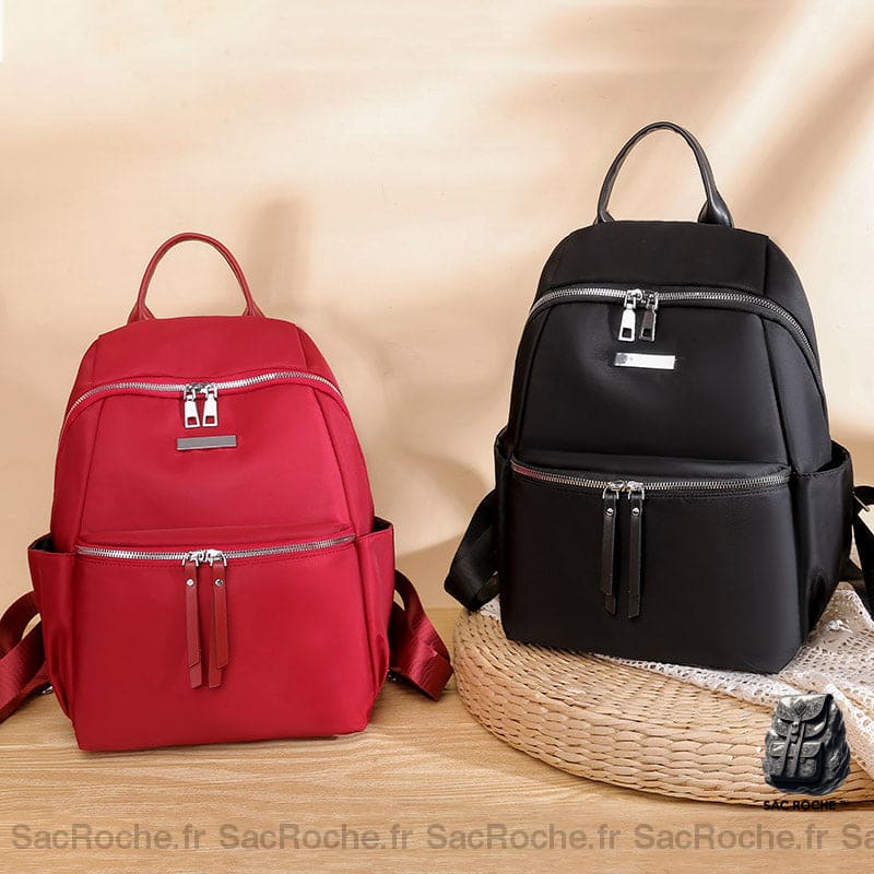 Sac Dos Femme Vintage Couleur Unie À