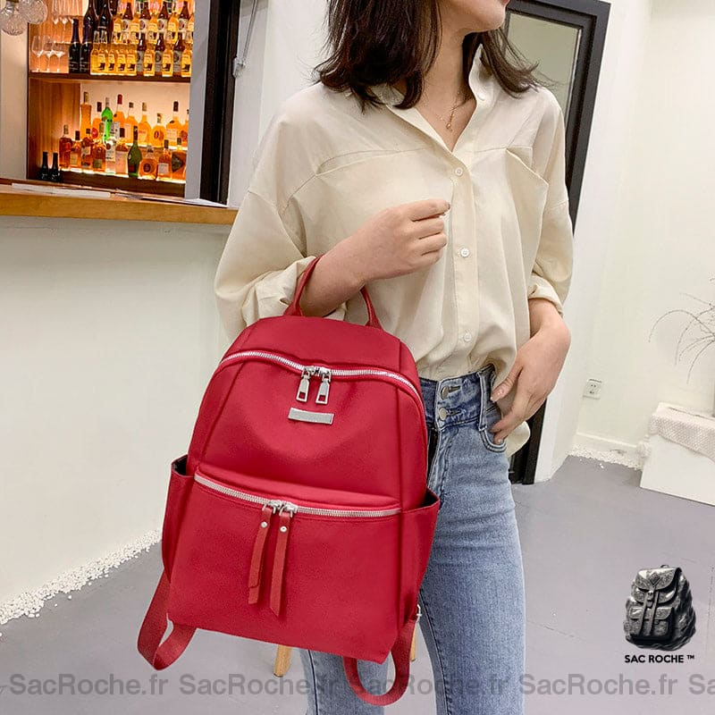 Sac Dos Femme Vintage Couleur Unie À