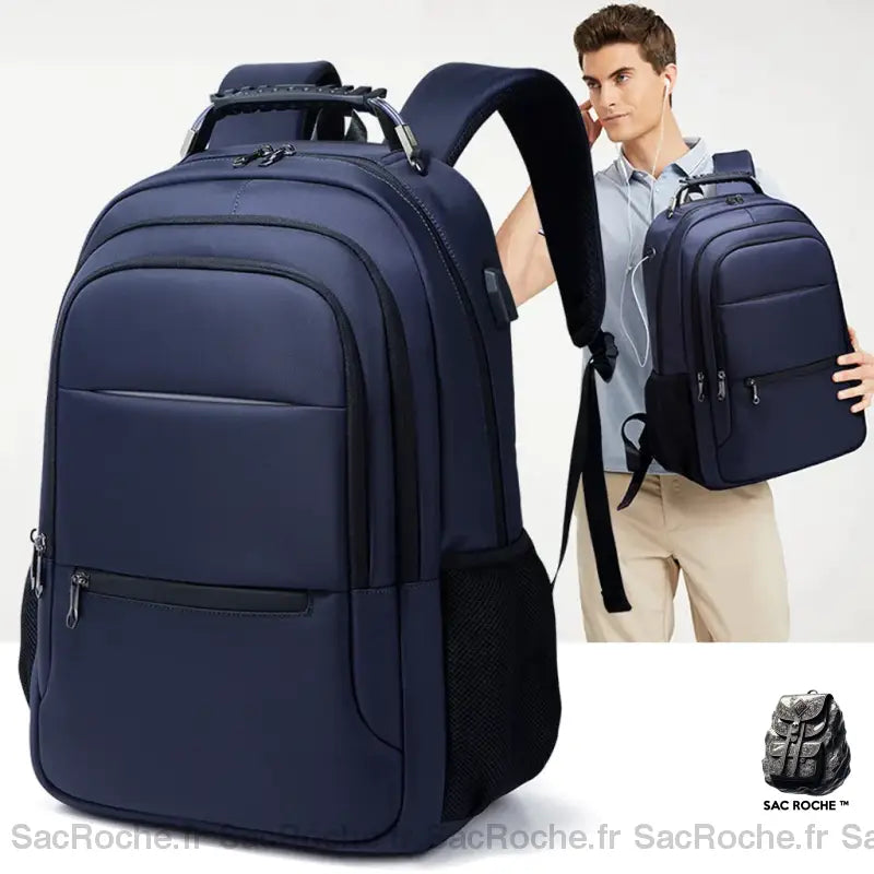 Sac Dos Homme 17 Pouces Ordinateur Bleu Sac À