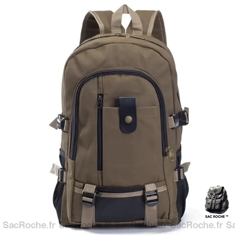Sac Dos Homme Toile Cartable Café Sac À