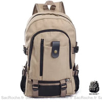 Sac Dos Homme Toile Cartable Kaki Clair Sac À