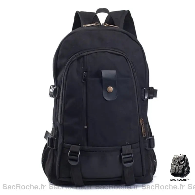 Sac Dos Homme Toile Cartable Noir Sac À