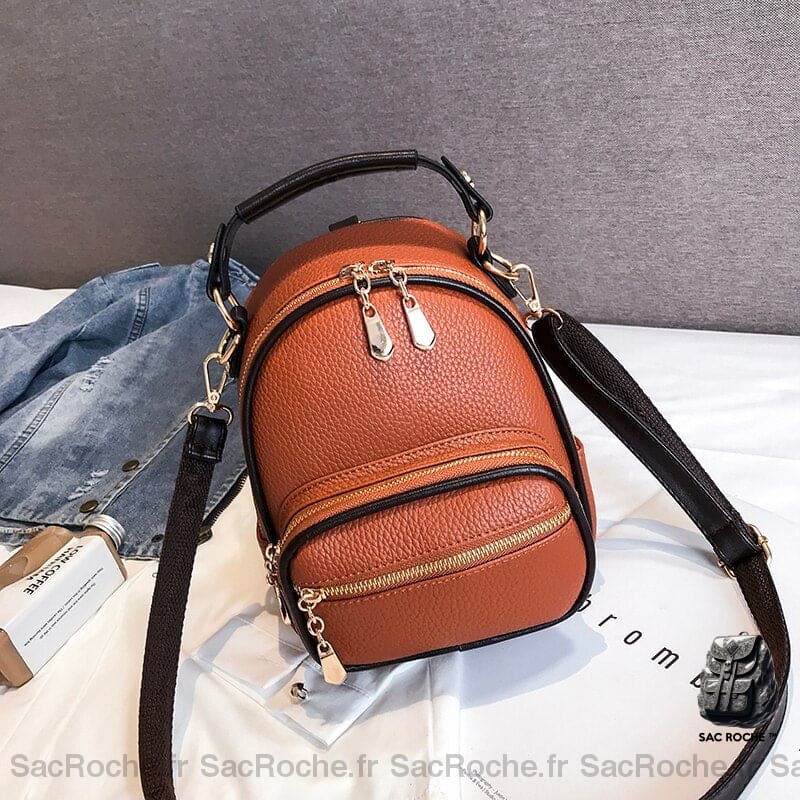 Sac Dos Mini Cuir Marron Petit À Femme