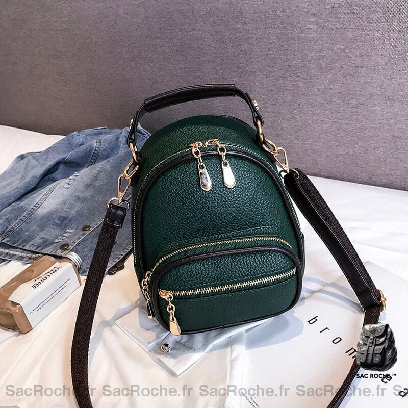 Sac Dos Mini Cuir Vert Petit À Femme