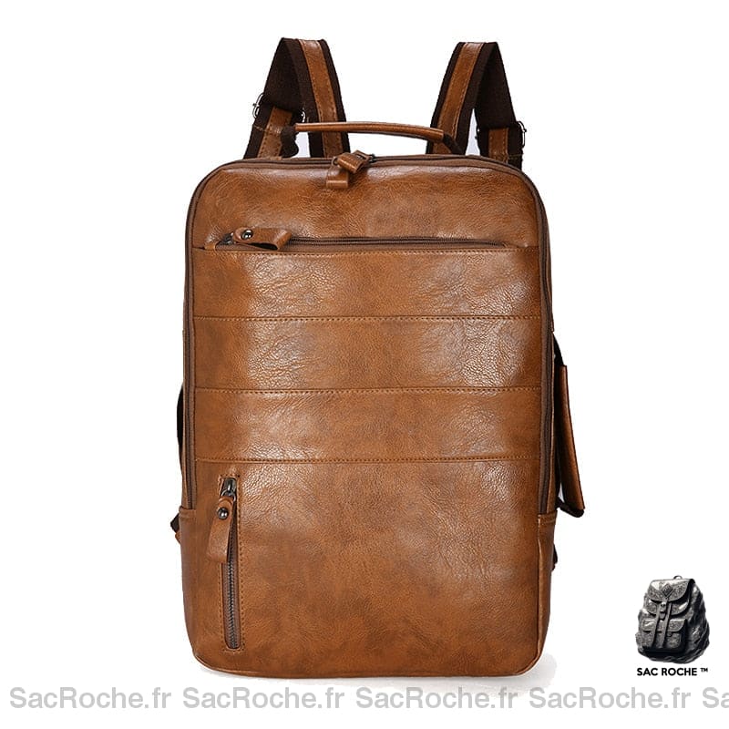 Sac à dos décontracté pour ordinateur portable marron avec un fond blanc