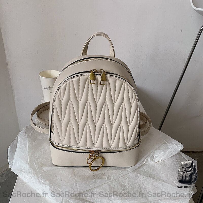 Sac Dos Rétro Vintage Blanc Petit À Femme