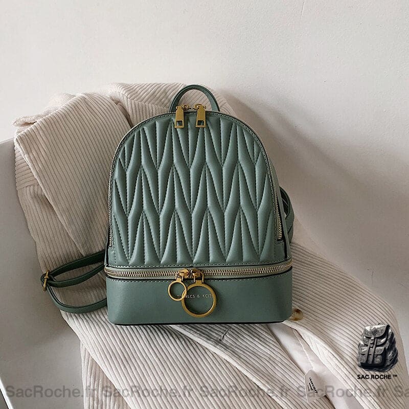 Sac Dos Rétro Vintage Vert Petit À Femme