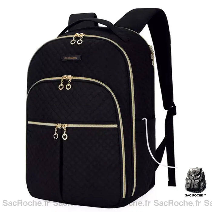 Sac Dos Tissus Femme Trendy Noir Sac À Ordinateur