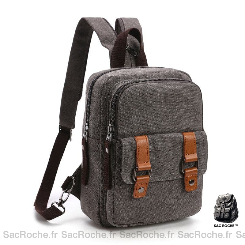 Sac Dos Toile Homme Petit Gris / 20Cmx8Cmx28Cm À