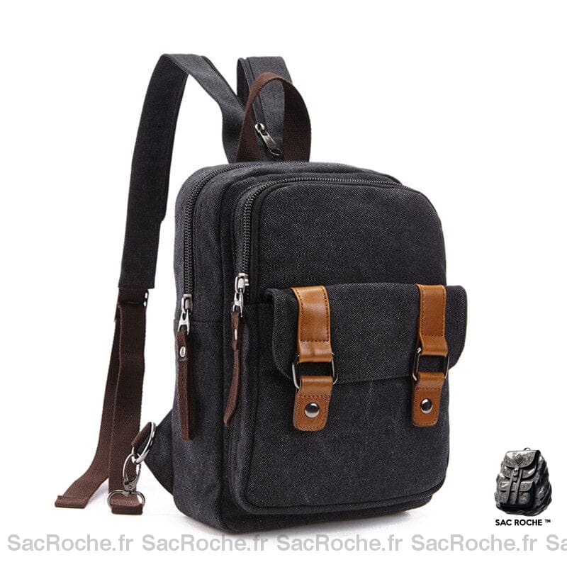 Sac Dos Toile Homme Petit Noir / 20Cmx8Cmx28Cm À