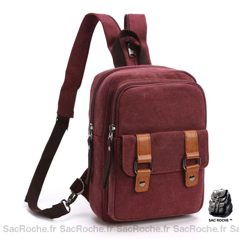 Sac Dos Toile Homme Petit Rouge / 20Cmx8Cmx28Cm À