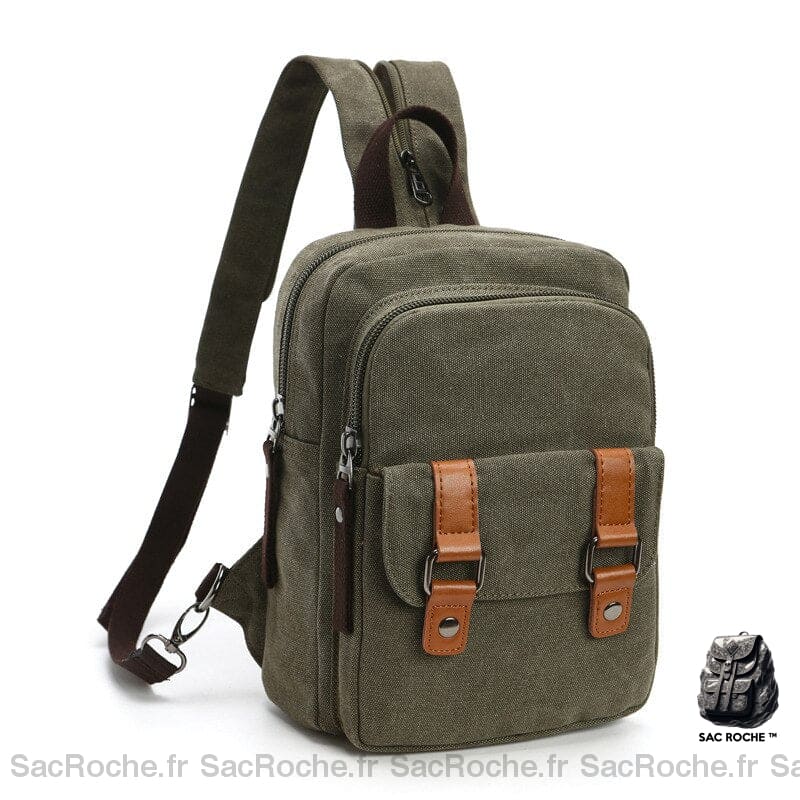Sac Dos Toile Homme Petit Vert / 20Cmx8Cmx28Cm À