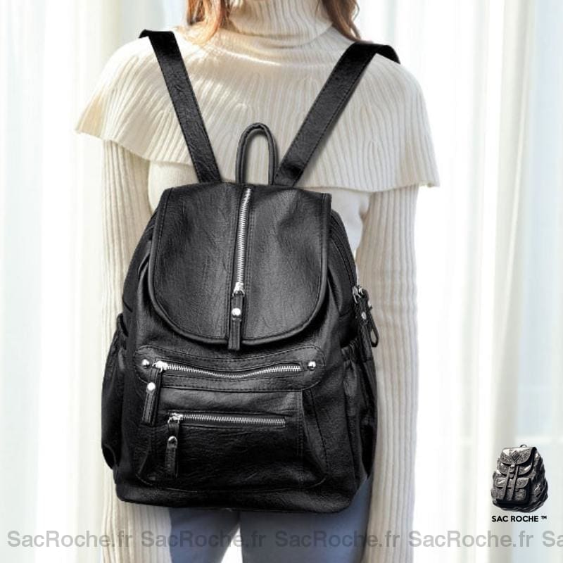 Sac Dos Vintage Fermeture Éclair Simili Cuir À Femme