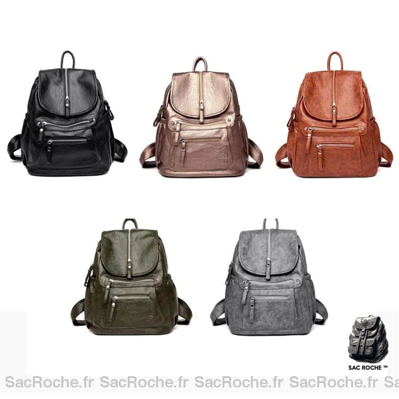 Sac Dos Vintage Fermeture Éclair Simili Cuir À Femme