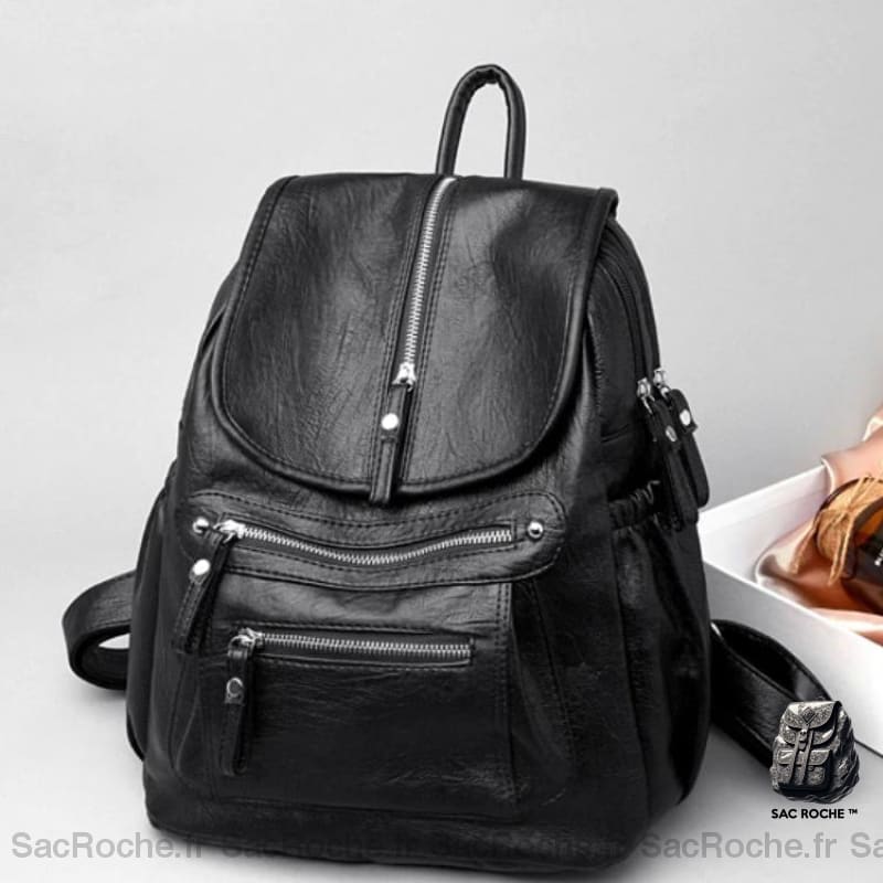 Sac Dos Vintage Fermeture Éclair Simili Cuir À Femme