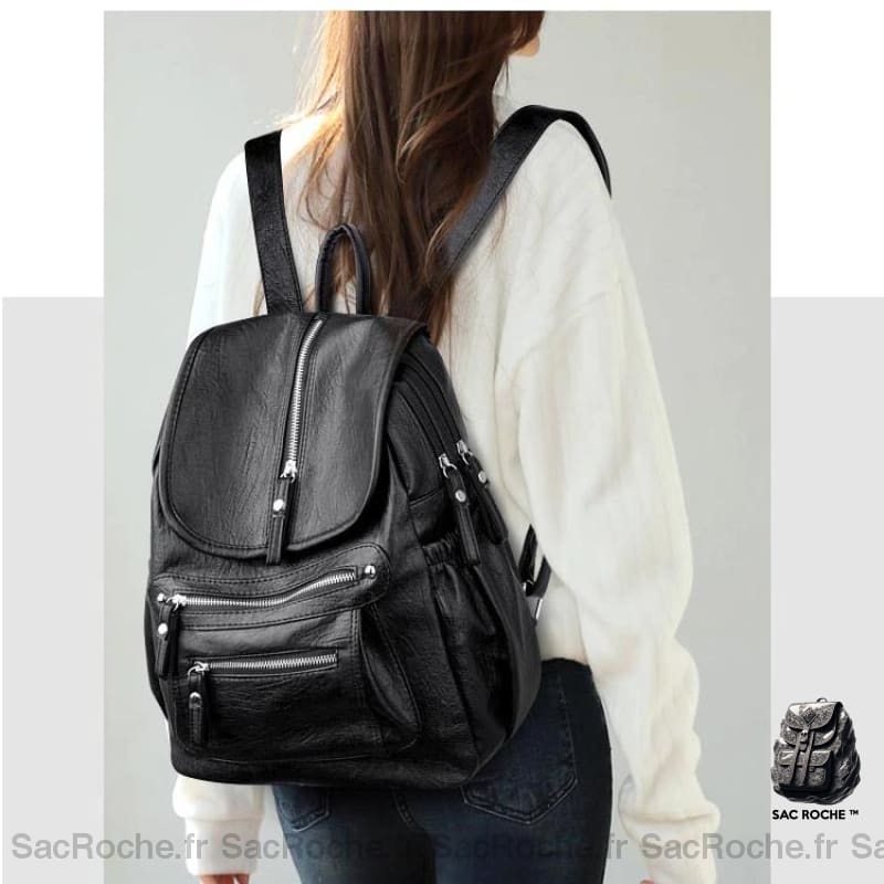 Sac Dos Vintage Fermeture Éclair Simili Cuir À Femme