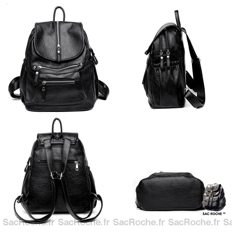 Sac Dos Vintage Fermeture Éclair Simili Cuir À Femme