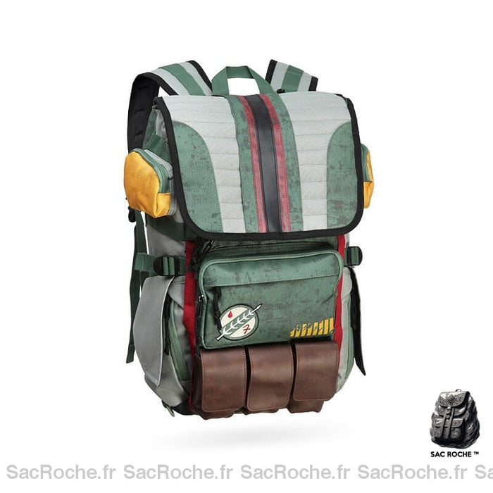 Sac à dos voyage style Star Wars vert avec un fond blanc