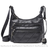 Sac Épaule Femme Besace - modèle Noir / 28x19cm - Sac Roche ™