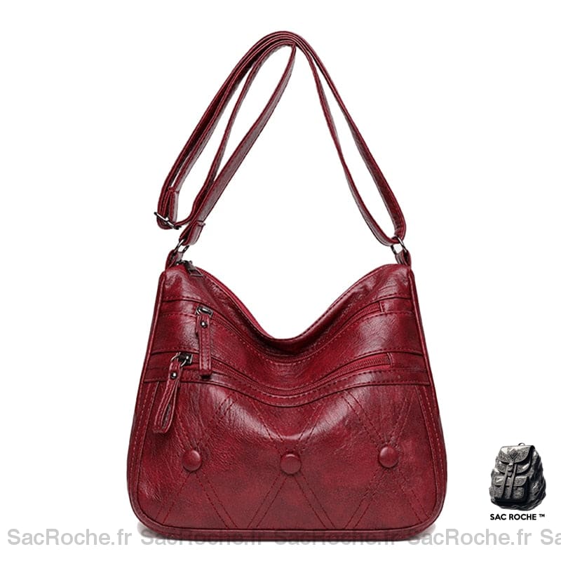 Sac Femme Cuir Besace Cabas Rouge