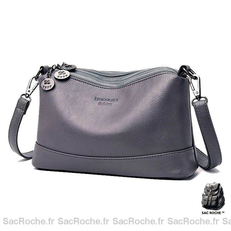 Sac Femme Cuir Besace Souple - Élégant Et Pratique Gris