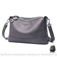 Sac Femme Cuir Besace Souple - Élégant et Pratique - modèle Gris - Sac Roche ™