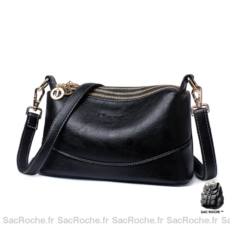 Sac Femme Cuir Besace Souple - Élégant Et Pratique Noir