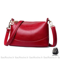Sac Femme Cuir Besace Souple - Élégant et Pratique - modèle Rouge - Sac Roche ™