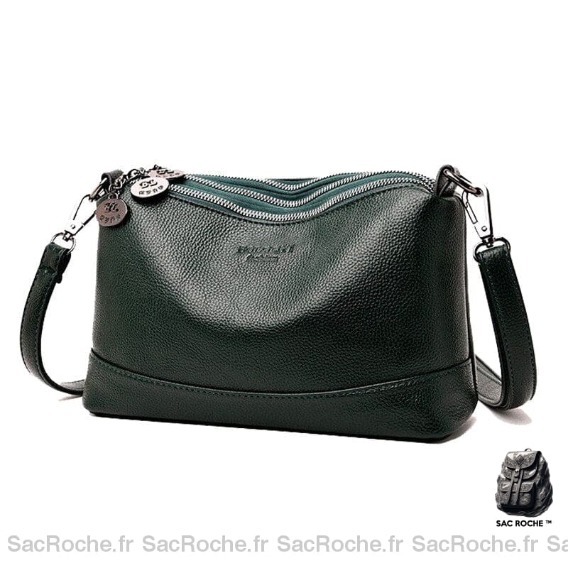 Sac Femme Cuir Besace Souple - Élégant Et Pratique Vert