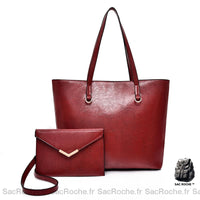 Sac Femme Porté Main Rigide + Pochette Bandoulière Assortie - modèle Rouge - Sac Roche ™
