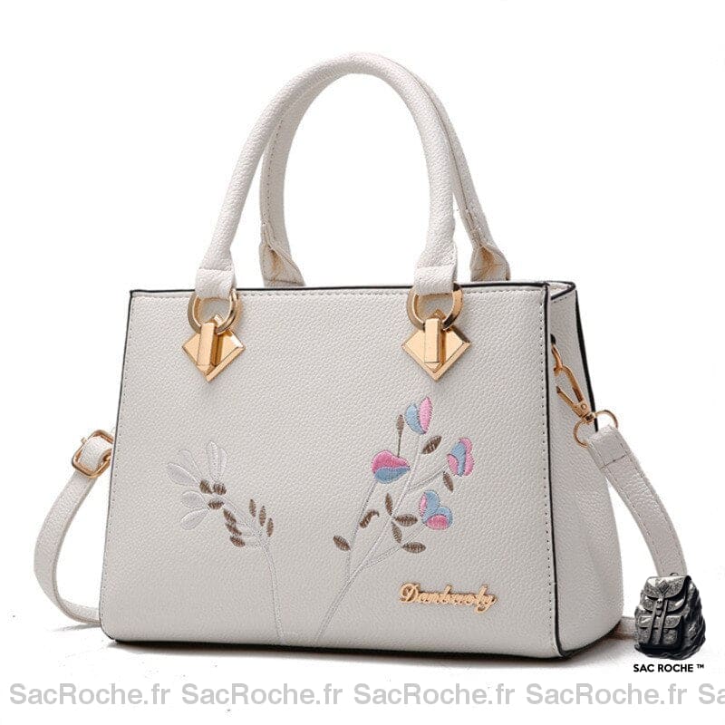 Sac Fleur Femme Main Blanc À