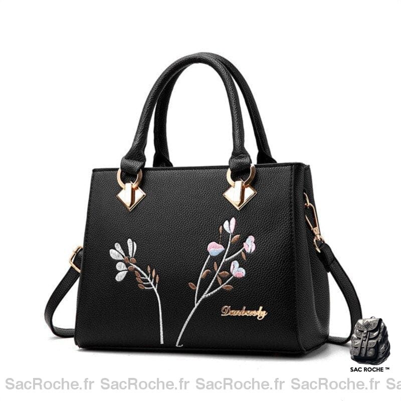 Sac Fleur Femme Main Noir À