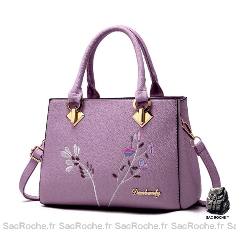 Sac Fleur Femme Main Violet À