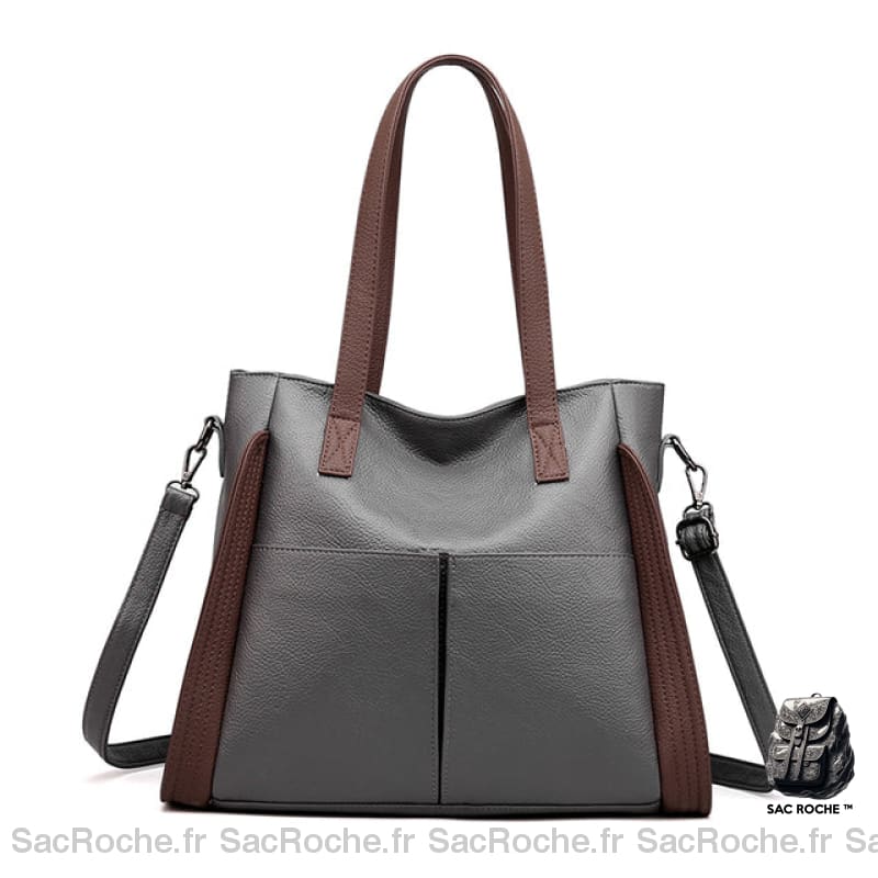 Sac Fourre Tout Femme - Forme Cabas Élégance Moderne Gris Sac À Main Femme