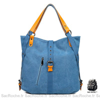 Sac Fourre Tout Transformable Épaule/Femmes/Sac Dos - modèle Bleu - Sac Roche ™