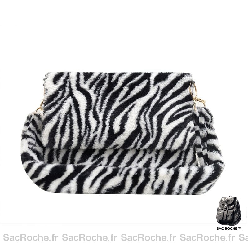 Sac Imprimé Animal Bandoulière Zebre Blanc Et Noir Sac À Main Femme
