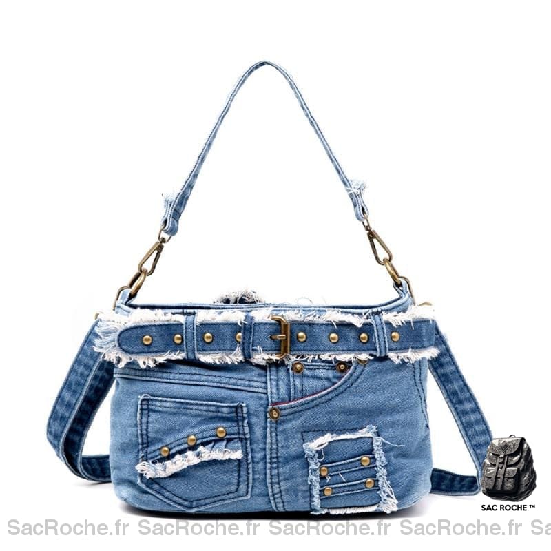 Sac Jeans Femme Pantalon Bleu Clair / 28X8X15 Cm À Main