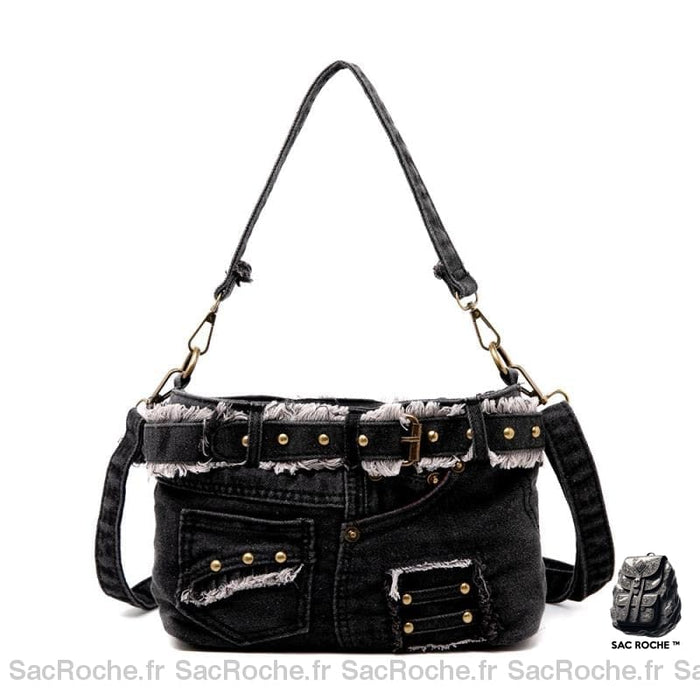 Sac Jeans Femme Pantalon Noir / 28X8X15 Cm À Main