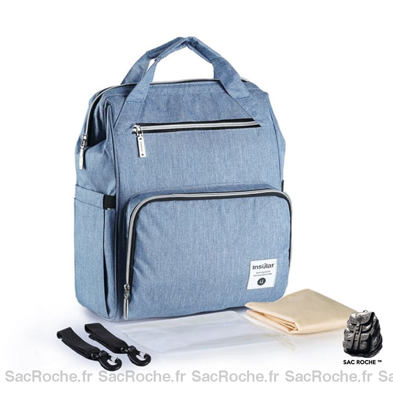 Sac Langer Ergonomique Convertible Dos Bleu À Langer