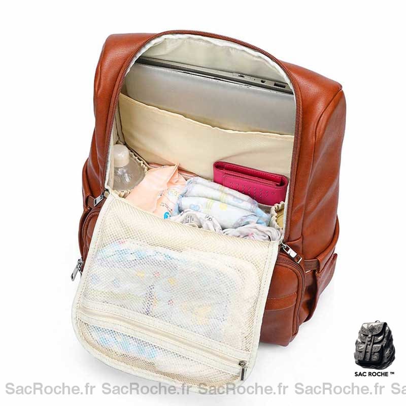 Sac Langer Maternité Simili Cuir À Dos Bébé