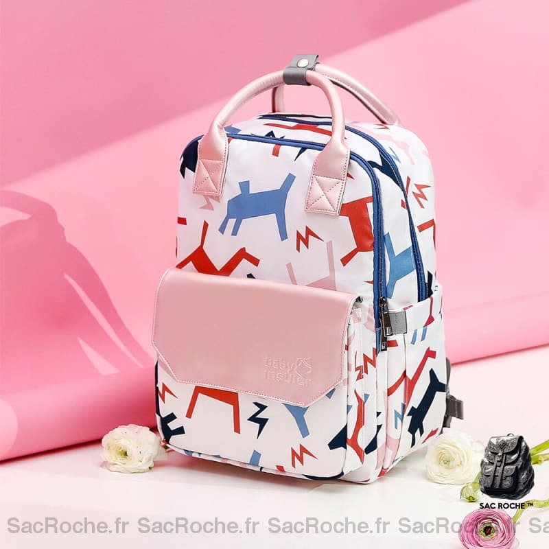 Sac à dos à langer multifonction coloré - Blanc - Sac à main Sac