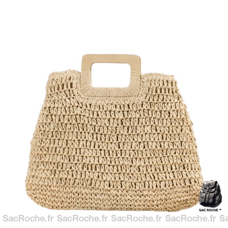 Sac Main Artisanal Femme Beige / 40X36Cm À