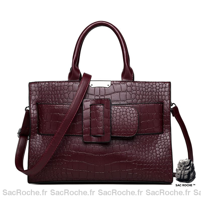 Sac Main Bandoulière Cuir Petit Burgundy Bandoulière Femme