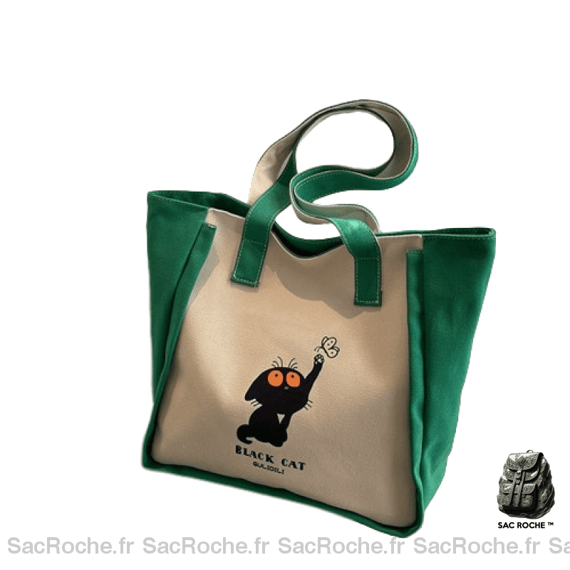 Sac Main Bicouleur Femme Vert / 40X32X15Cm À