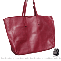 Sac Main Bordeaux Cuir Femme / 40X13X34Cm À