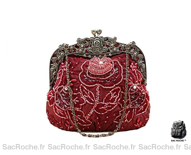 Sac Main Bordeaux Femme / 16 X 18 Cm À