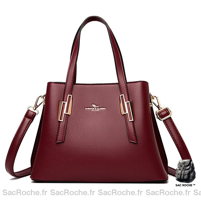 Sac Main Bordeaux Femme / 28 X 21 12 Cm À